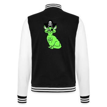 Süße Pirat Katzen Seeräuber Augenklappe Hut Kostüm - College-Sweatjacke - Schwarz/Weiß - Hinten - Marisol (170cm)
