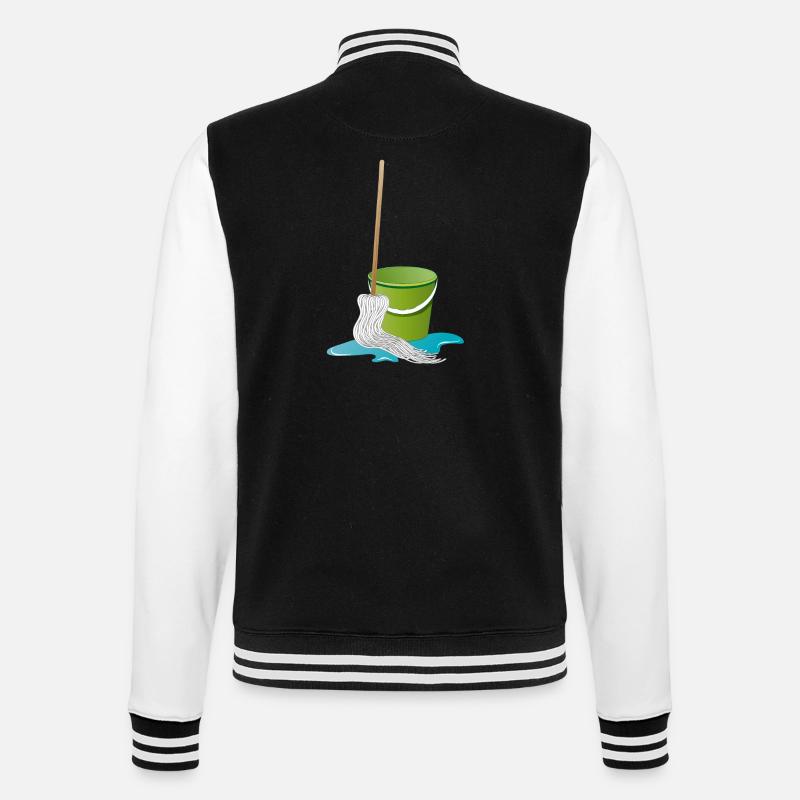 Wischmopp mit Putzeimer Zeit zu Putzen - College-Sweatjacke - Schwarz/Weiß