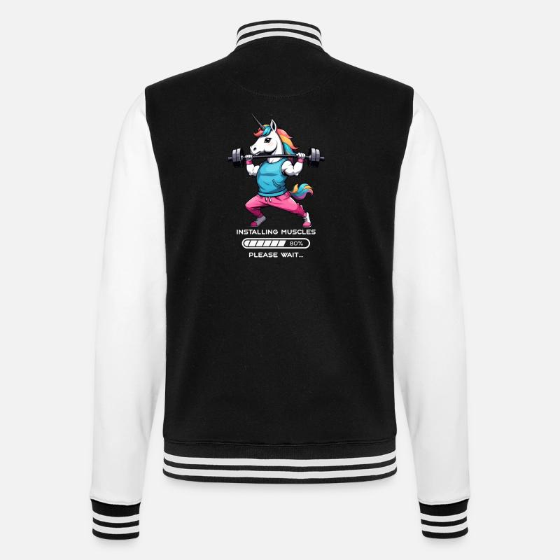Bodybuilder Einhorn - College-Sweatjacke - Schwarz/Weiß