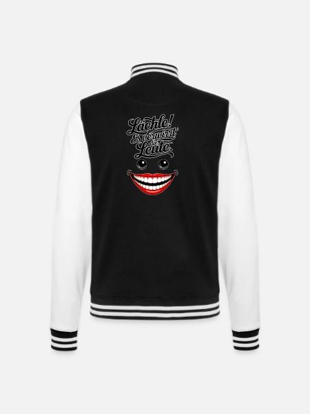 Always smiling - College Sweat Jacket - black/white