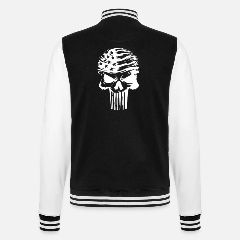 Star-Spangled Skull Graphic Design - College Sweat Jacket - black/white