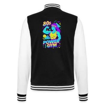 80s Power Gym / Strong Woman - College Sweat Jacket - black/white - Back - Marisol (170cm)