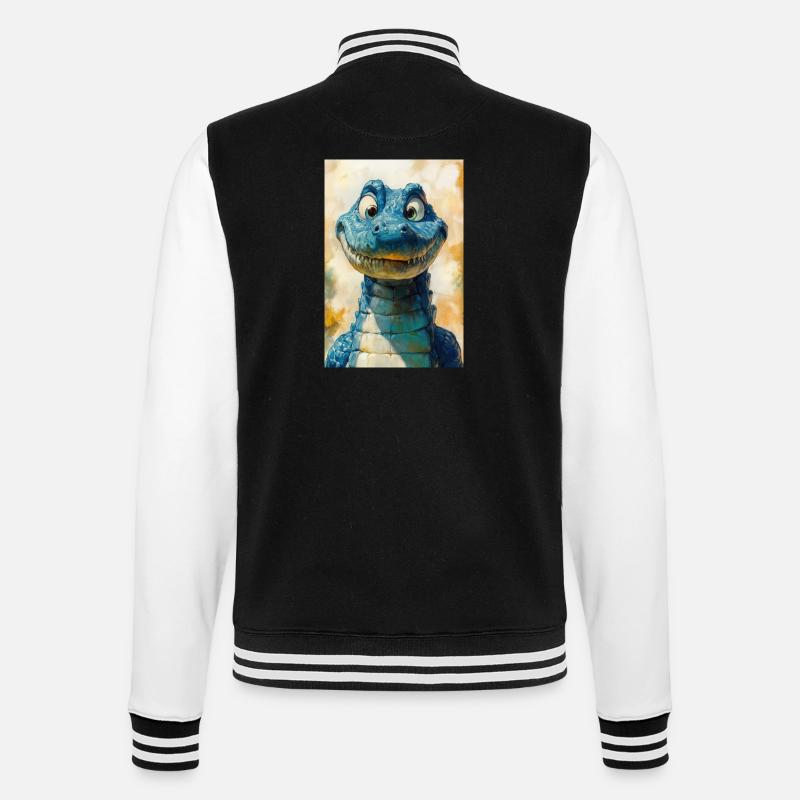 Illustration eines Krokodils - College-Sweatjacke - Schwarz/Weiß
