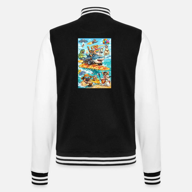 Dino Einhorn Pizza Beach - College-Sweatjacke - Schwarz/Weiß