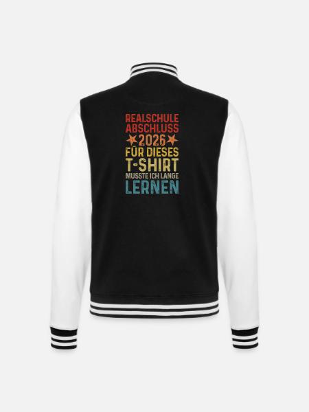 Realschulabschluss 2026 - Abschluss Realschule - College-Sweatjacke - Schwarz/Weiß