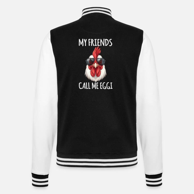 Eggi Huhn Hühnchen - College-Sweatjacke - Schwarz/Weiß