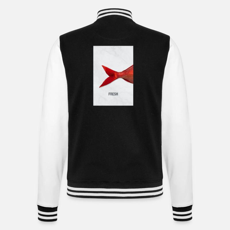 Fresh Fish Minimal Design Modern - College Sweat Jacket - black/white