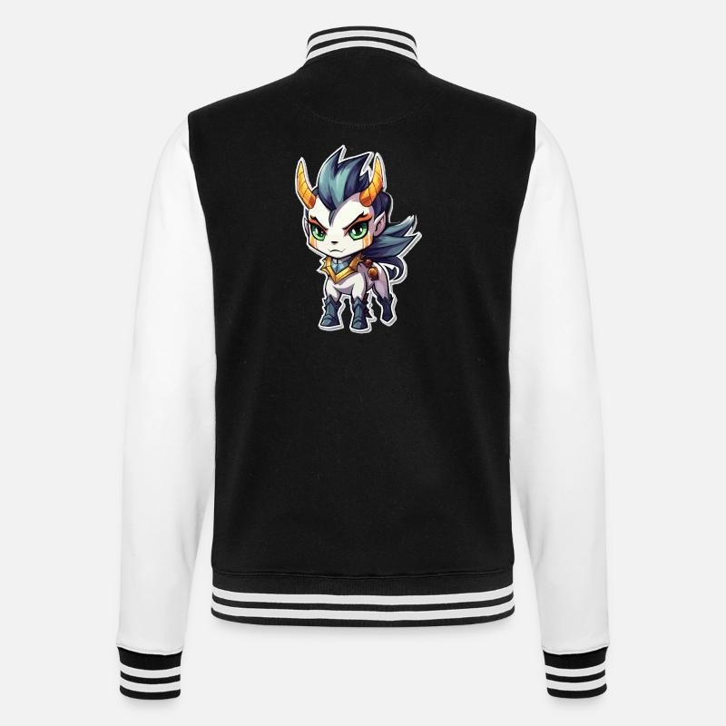 Chibi Dämonenpferd - College-Sweatjacke - Schwarz/Weiß