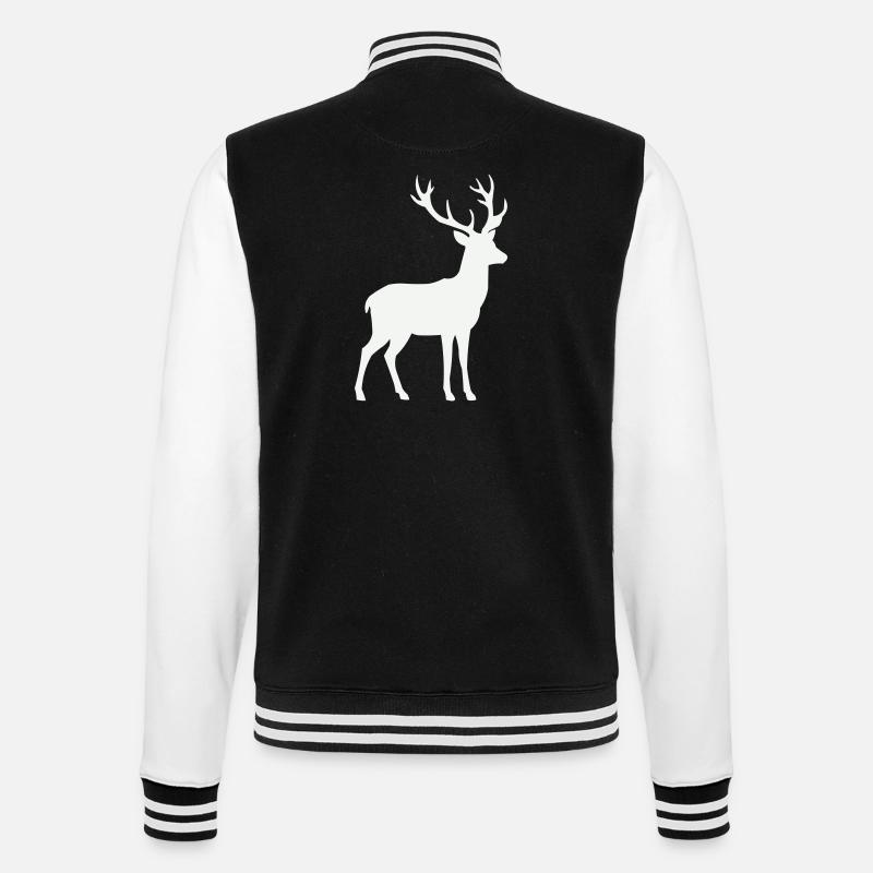 Hirsch Silhouette - College-Sweatjacke - Schwarz/Weiß