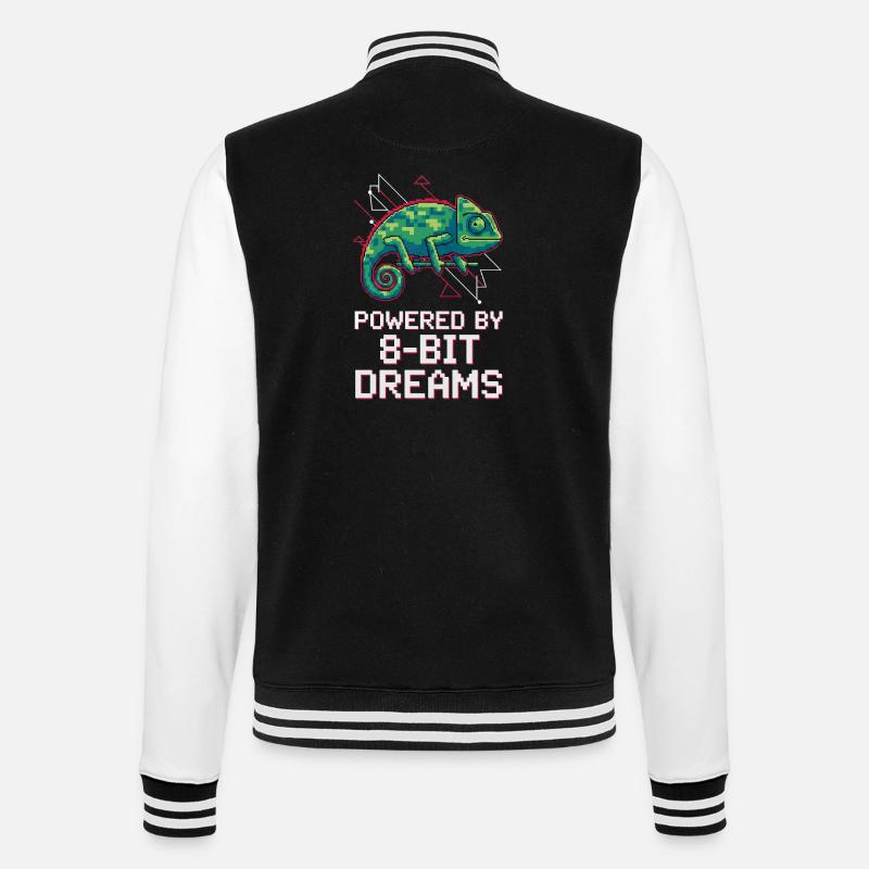 Powered 8-Bit Dreams – Pixel Chameleon - College Sweat Jacket - black/white
