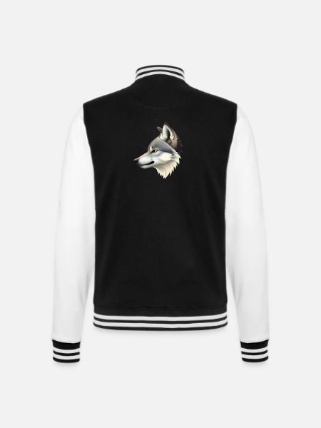 wolf - College Sweat Jacket - black/white