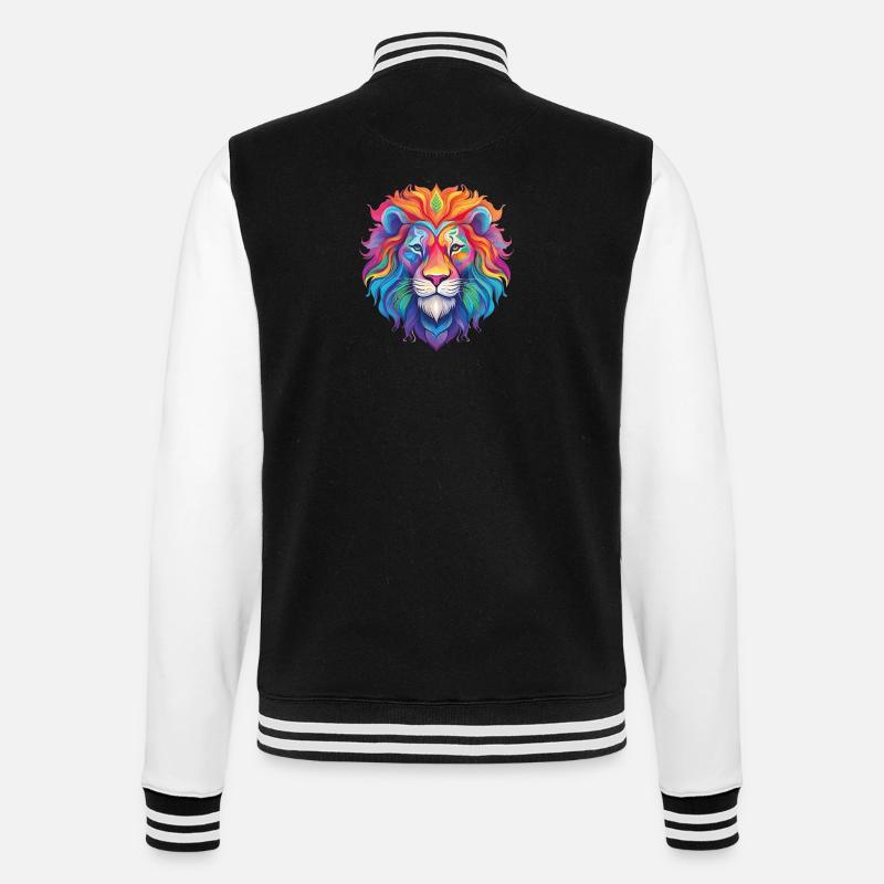 Rainbow Lion - College Sweat Jacket - black/white