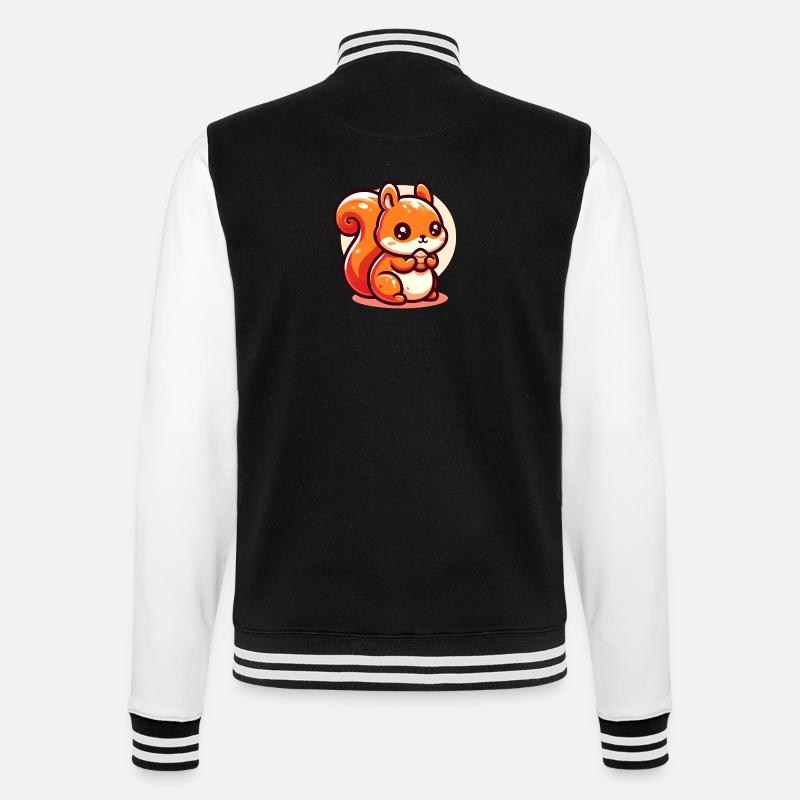 Cute Squirrel Eats a Seed - College Sweat Jacket - black/white