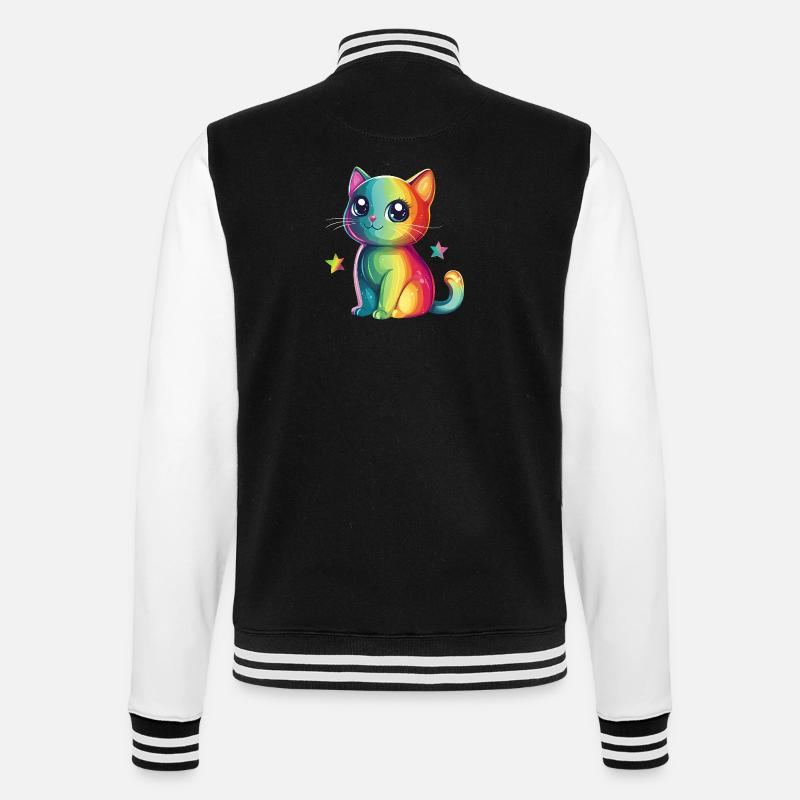 Chat arc-en-ciel mignon - Veste Teddy - noir/blanc
