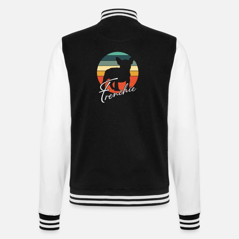 Frenchie Silhouette de bouledogue français - Veste Teddy - noir/blanc