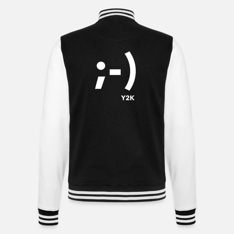 Y2K white winking smile - College Sweat Jacket - black/white