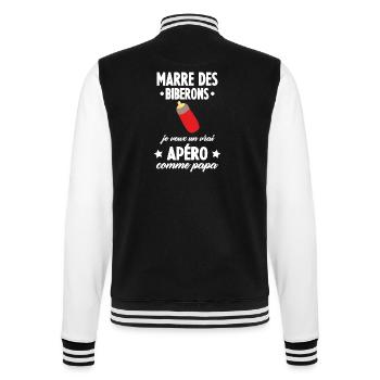 Marre des biberons, cadeau naissance, grossesse - Veste Teddy - noir/blanc - Dos - Marisol (170cm)