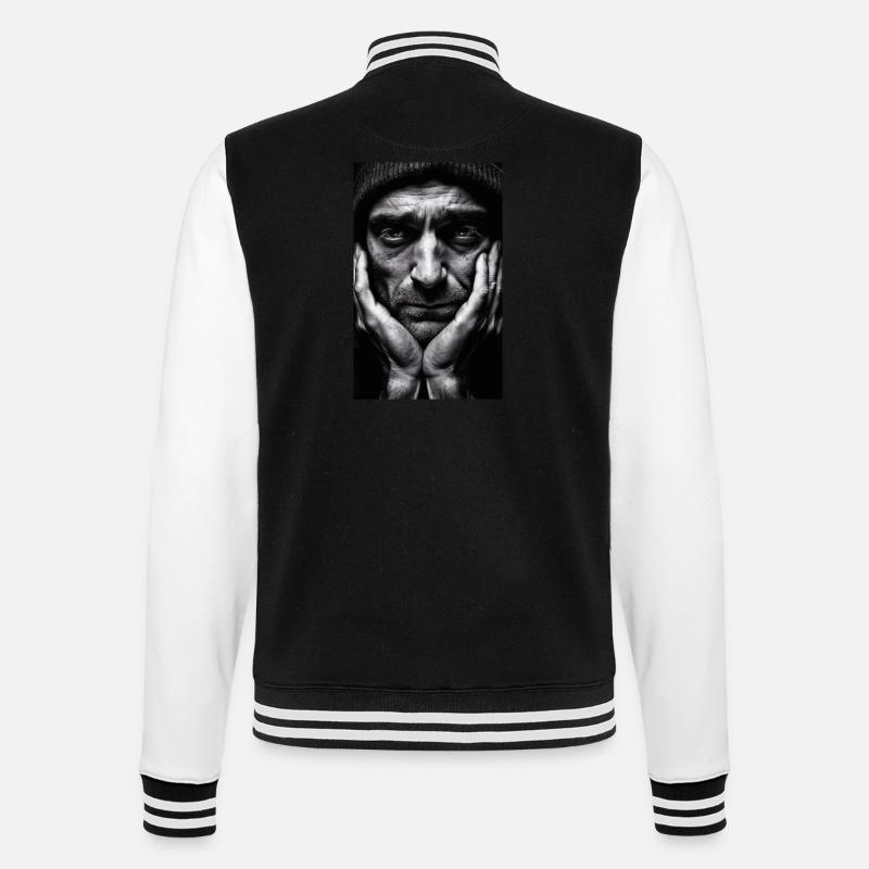 Thinking Guy - College Sweat Jacket - black/white