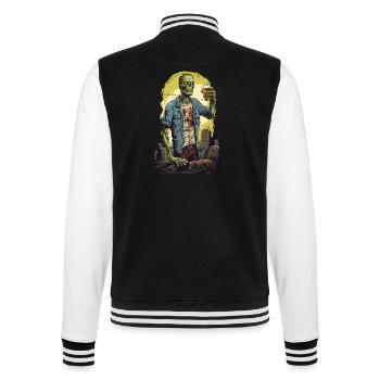 Halloween Zombie Spooky Beer Party Retro Design - College Sweat Jacket - black/white - Back - Marisol (170cm)