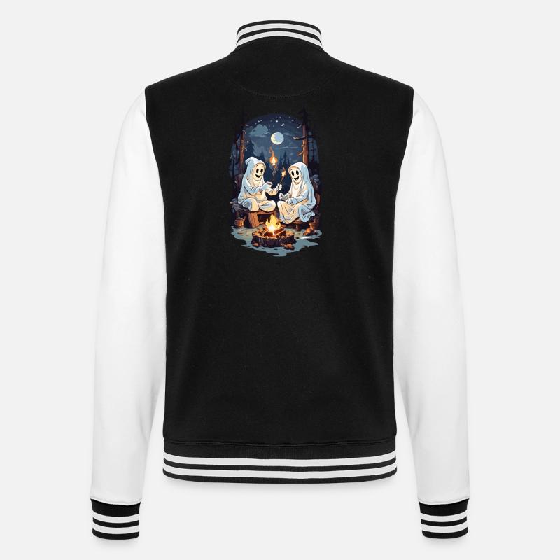Funny Halloween Ghosts Grilling Campfire - College Sweat Jacket - black/white