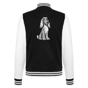 Afghan Hound Hund Comic Niedlich - College-Sweatjacke - Schwarz/Weiß - Hinten - Marisol (170cm)