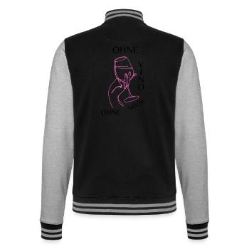 Ohne Vino ohne mich - College-Sweatjacke - Schwarz/Grau meliert - Hinten - Marisol (170cm)