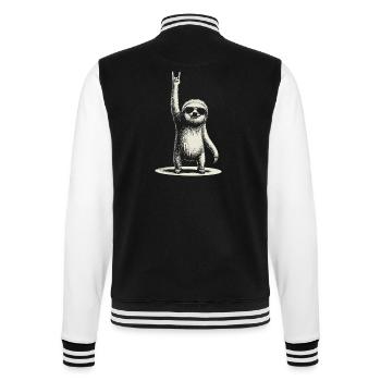 Lustiges Faultier in Rocker Pose - College-Sweatjacke - Schwarz/Weiß - Hinten - Marisol (170cm)