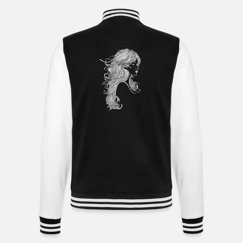 Weißhaariges Mädchen - College-Sweatjacke - Schwarz/Weiß