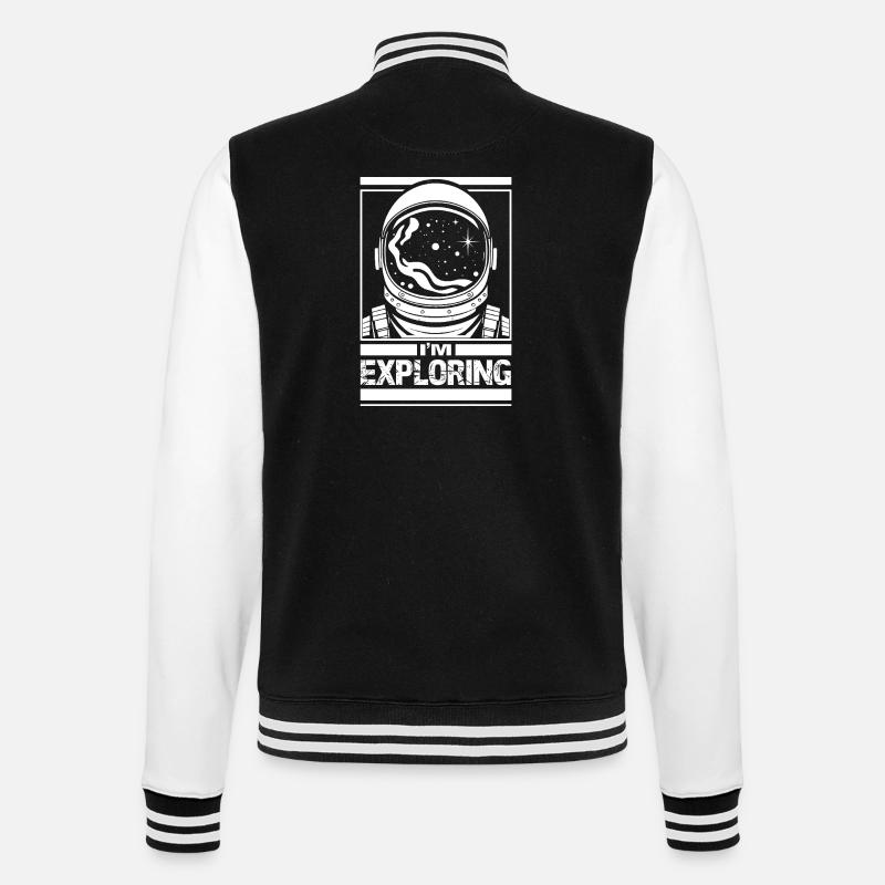 Ich bin auf Erkundungstour - College-Sweatjacke - Schwarz/Weiß