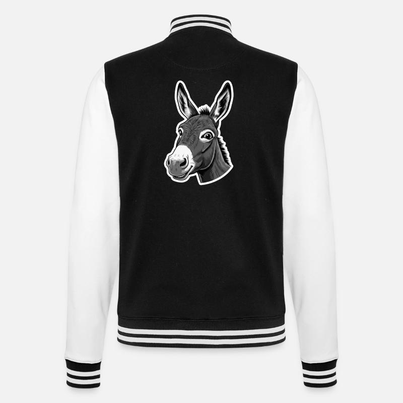 Curious Donkey – Charming & Funny - College Sweat Jacket - black/white