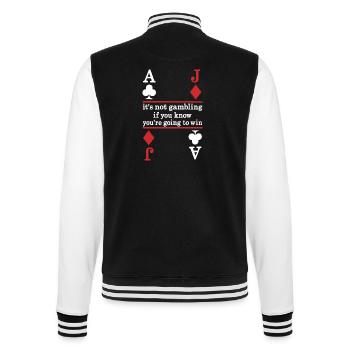 Poker Saying Card Motif - College Sweat Jacket - black/white - Back - Marisol (170cm)