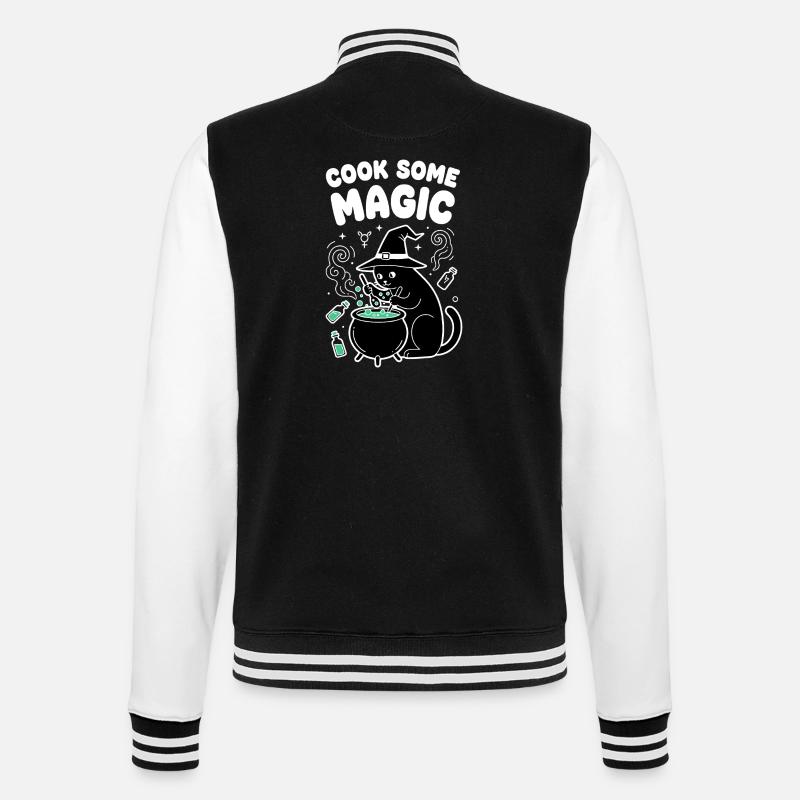 Cat magic in the cauldron - College Sweat Jacket - black/white