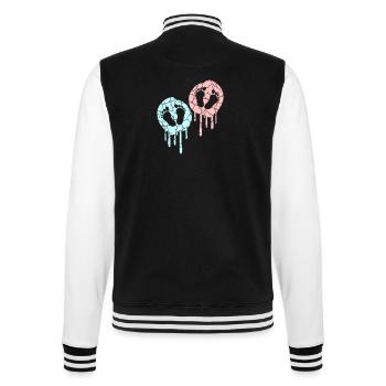 2 Zwillinge Babys Schwanger Bauch Fußabdruck Füße - College-Sweatjacke - Schwarz/Weiß - Hinten - Marisol (170cm)