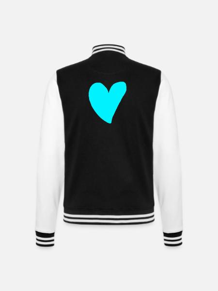 Herz türkis cyan Geschenkidee grün blau - College-Sweatjacke - Schwarz/Weiß