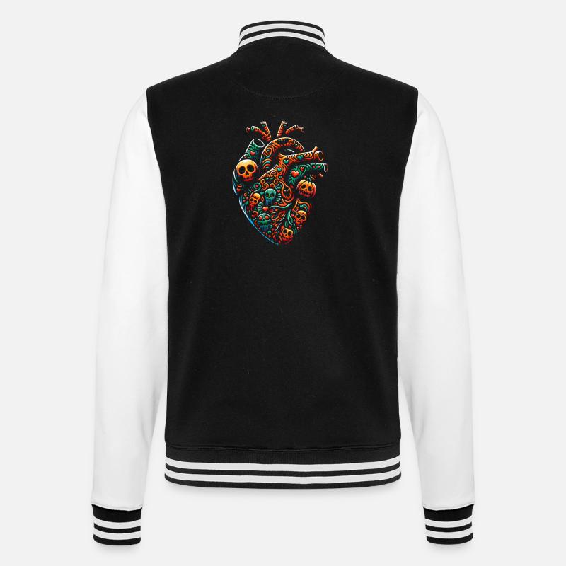 Buntes dekoratives Herz - College-Sweatjacke - Schwarz/Weiß