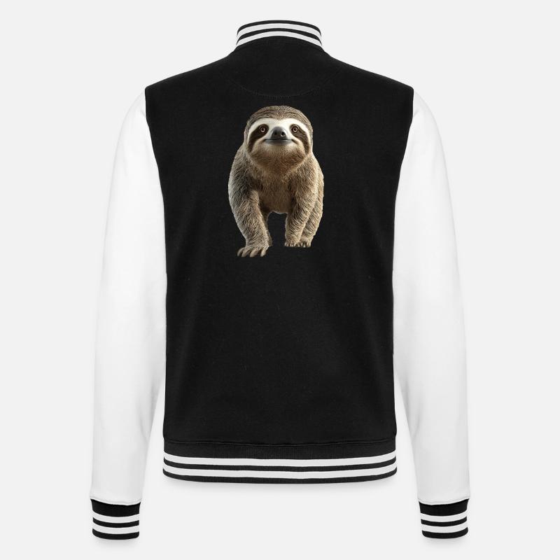 Faultier - College-Sweatjacke - Schwarz/Weiß