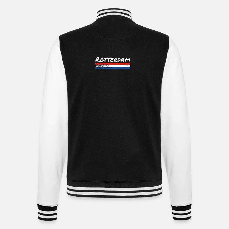 Rotterdam, Pays-Bas, drapeau néerlandais - Veste Teddy - noir/blanc