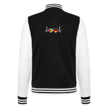 Guyana Germany Heartbeat Flag Guyanese - College Sweat Jacket - black/white - Back - Marisol (170cm)