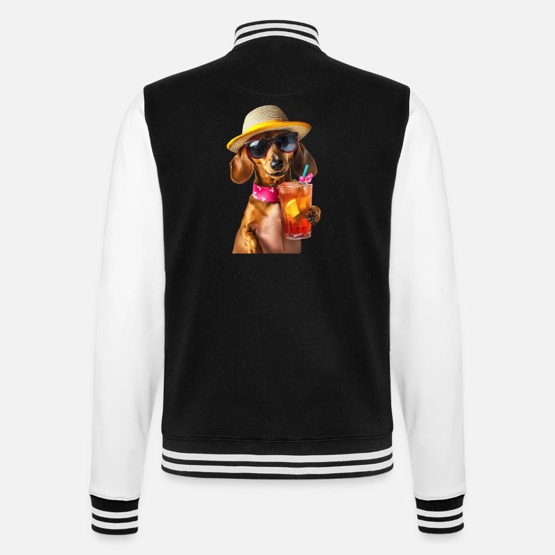 Dackel - College-Sweatjacke - Schwarz/Weiß