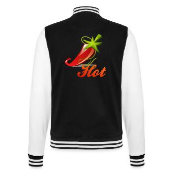 Chili Peperoni Hot Scharf Koch - College-Sweatjacke - Schwarz/Weiß - Hinten - Marisol (170cm)