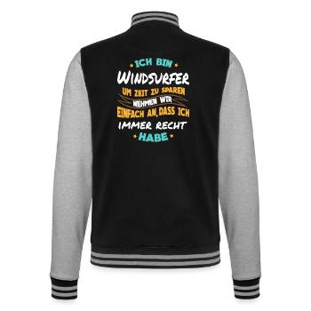 Windsurfen - Ich bin Windsurfer - College-Sweatjacke - Schwarz/Grau meliert - Hinten - Marisol (170cm)