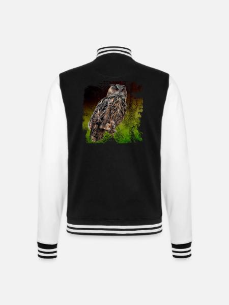 Der Uhu ist die größte heimische Eulen Art. - College-Sweatjacke - Schwarz/Weiß
