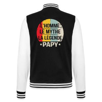L'homme Le Mythe La Légende Papy, Cadeau Pour Papy - Veste Teddy - noir/blanc - Dos - Marisol (170cm)