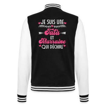 I Am A Tata and Godmother Who Tears - College Sweat Jacket - black/white - Back - Marisol (170cm)