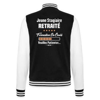 Jeune stagiaire retraité formation en cours - Veste Teddy - noir/blanc - Dos - Marisol (170cm)