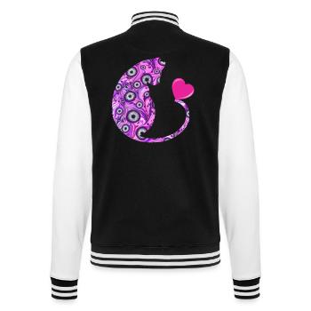 katze mit herz e 6 - College-Sweatjacke - Schwarz/Weiß - Hinten - Marisol (170cm)