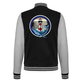 Marine Mammals Fish Whale Lighthouse Sea Coast Ahoy - College Sweat Jacket - black/heather grey - Back - Marisol (170cm)