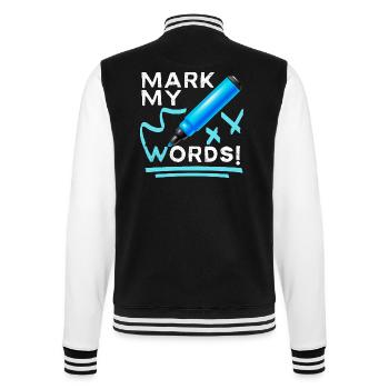 Mark-My-Words lustiger Spruch mit Filzstift - College-Sweatjacke - Schwarz/Weiß - Hinten - Marisol (170cm)