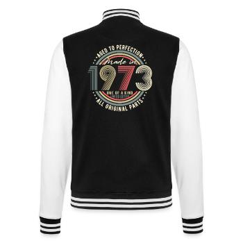 1973 né vintage rétro 50e anniversaire - Veste Teddy - noir/blanc - Dos - Marisol (170cm)