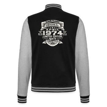 49 Birthday Man Original April Born 1974 - College Sweat Jacket - black/heather grey - Back - Marisol (170cm)